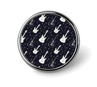 Spille a bottone per zaini - Spille rotonde con stampa di chitarra nera e bianca, bottoni a sublimazione per decorazione di abbigliamento e cappelli, spilla da bavero circolare in metallo alla moda pe