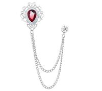 Spille a catena vintage con nappe e strass da bavero in cristallo Spilla colletto for abito camicia Gioielli di moda for uomo Donna Accessori(Sliver Red)