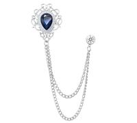 Spille a catena vintage con nappe e strass da bavero in cristallo Spilla colletto for abito camicia Gioielli di moda for uomo Donna Accessori(Sliver Deep blue)