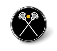 Spille a forma di bastoni da lacrosse incrociati, distintivi rotondi per colletto, accessori per abiti e cappotti.