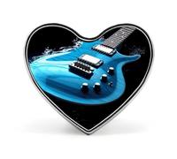 Spille a forma di chitarra blu per uomo e donna, bottoni a cuore, spilla personalizzata per cappelli, spilla da bavero leggera a forma di cuore, decorazioni, spilla portatile, moda