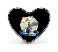 Spille a forma di cuore con incrociatori da guerra della Seconda Guerra Mondiale, flotte navali, gioielli graziosi