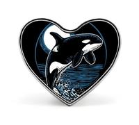 Spille a forma di cuore con orca, spilla da bavero in metallo, regalo per uomo e donna, per abbigliamento, borse e cappelli.