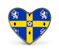 Spille a forma di cuore in metallo con la bandiera del Consiglio della Contea di Durham | Spille da bavero per camicia, zaino, giacca, cappello, cappotto, borsa, abbigliamento, gioielli, accessori, re