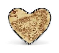 Spille a forma di cuore in metallo con mappa del tesoro, spilla vintage stampata per zaini o risvolti, spilla di San Valentin