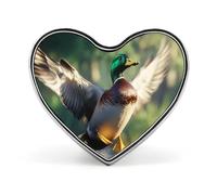 Spille a forma di cuore in metallo con simpatici germani reali | Spille da bavero per camicia, zaino, giacca, cappello, cappotto, borsa, abbigliamento, gioielli, accessori, regali per donne e uomini