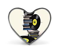 Spille a forma di cuore in metallo con stampa di dischi in vinile e cassette, spilla per zaini o risvolti, spilla di San Vale