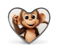Spille a forma di cuore in metallo con stampa di una simpatica scimmietta, ideali per zaini o risvolti, spille di San Valenti