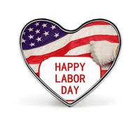 Spille a forma di cuore in metallo con stampa "Happy Labor Day" per zaini o risvolti, spilla di San Valentino, spille a forma