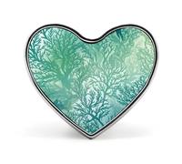 Spille a forma di cuore in metallo, cuore verde mare, blu mare, con stampa di alghe marine, spilla per zaini o risvolti, spil