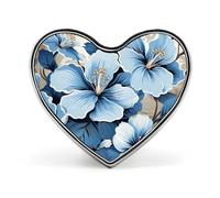 Spille a forma di fiore di ibisco blu per uomo e donna, bottoni a cuore, spilla personalizzata per cappelli, spilla da bavero leggera a forma di cuore, decorazioni, spilla portatile, moda