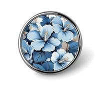 Spille a forma di fiore di ibisco blu per uomo e donna, bottoni rotondi, spilla personalizzata per cappelli, spilla da bavero rotonda leggera, decorazioni, spilla a bottone portatile, moda