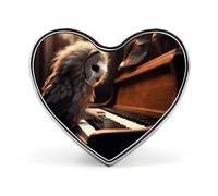 Spille a forma di gufo che suona il pianoforte per uomo e donna, bottoni a forma di cuore, spilla personalizzata per cappelli, spilla da bavero leggera a forma di cuore, decorazioni, spilla portatil