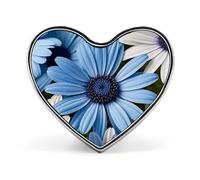 Spille a forma di margherita blu in fiore per uomo e donna, bottoni a cuore, spilla personalizzata per cappelli, spilla da bavero leggera a forma di cuore, decorazioni, spilla a bottone portatile, m