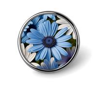 Spille a forma di margherita blu in fiore per uomo e donna, bottoni rotondi, spilla personalizzata per cappelli, spilla da bavero rotonda leggera, decorazioni, spilla a bottone portatile, moda