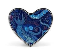 Spille a forma di polpo blu per uomo e donna, bottoni a cuore, spilla personalizzata per cappelli, spilla da bavero leggera a forma di cuore, decorazioni, spilla portatile, moda