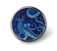 Spille a forma di polpo blu per uomo e donna, bottoni rotondi, spilla personalizzata per cappelli, spilla da bavero rotonda leggera, decorazioni, spilla a bottone portatile, moda