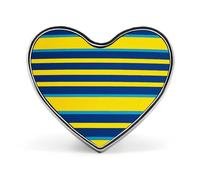 Spille a righe gialle e blu per uomo e donna, bottoni a cuore, spilla personalizzata per cappelli, spilla da bavero leggera a forma di cuore, decorazioni, spilla a bottone portatile, moda