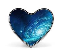 Spille blu Universo Spazio Galassia per uomo e donna, bottoni a cuore, spilla personalizzata per cappelli, spilla da bavero a forma di cuore leggera, decorazioni, spilla a bottone portatile, moda