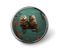 Spille circolari con bottoni con lontre innamorate, spille con immagine personalizzata, porta badge rotondi per decorare cappelli, magliette, vestiti, borse e accessori.