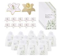 Spille commemorative a forma di giglio, set da 30 bomboniere funebri per ospiti, decorazioni funebri con gigli, spille di memoria, biglietti di memoria, sacchetti in organza, Misura unica, Lega di