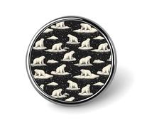 Spille con bottone per zaini, spille rotonde con stampa nera e orso del Polo Nord bianco alla moda, bottoni a sublimazione per decorazione di vestiti e cappelli, spilla con distintivo circolare in