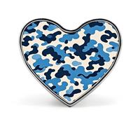 Spille con motivo mimetico blu per uomo e donna, bottoni a cuore, spilla personalizzata per cappelli, spilla da bavero leggera a forma di cuore, decorazioni, spilla portatile con bottoni, moda
