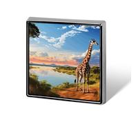 Spille con motivo Nilo e giraffa per donne e uomini, spille quadrate con distintivo per zaini