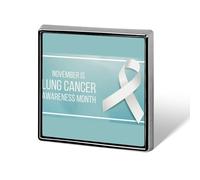 Spille con nastro bianco per il mese della sensibilizzazione sul cancro ai polmoni, spille quadrate, bottoni smaltati, decorazioni per feste