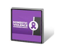 Spille con nastro viola per il mese di sensibilizzazione sulla violenza domestica, spilla quadrata, spilla da bavero, bottoni smaltati, decorazioni per feste