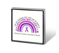 Spille con nastro viola per il mese di sensibilizzazione sulla violenza domestica, spilla quadrata, spilla da bavero, bottoni smaltati, decorazioni per feste