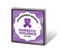 Spille con nastro viola per il mese di sensibilizzazione sulla violenza domestica, spilla quadrata, spilla da bavero, bottoni smaltati, decorazioni per feste