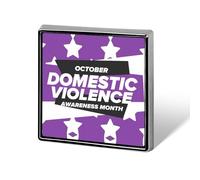 Spille con nastro viola per il mese di sensibilizzazione sulla violenza domestica, spilla quadrata, spilla da bavero, bottoni smaltati, decorazioni per feste
