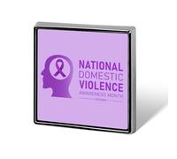 Spille con nastro viola per il mese di sensibilizzazione sulla violenza domestica, spilla quadrata, spilla da bavero, bottoni smaltati, decorazioni per feste