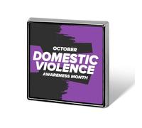 Spille con nastro viola per il mese di sensibilizzazione sulla violenza domestica, spilla quadrata, spilla da bavero, bottoni smaltati, decorazioni per feste