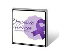 Spille con nastro viola per il mese di sensibilizzazione sulla violenza domestica, spilla quadrata, spilla da bavero, bottoni smaltati, decorazioni per feste