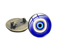 Spille con occhi malvagi artistici in vetro cabochon Turchia blu malocchio spille portafortuna Hamsa mano distintivi borsa vestiti spilla gioielli regalo, Small, Bronzo, Vetro, Metallo, Perla