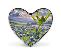Spille con paesaggio di lupini blu per uomo e donna, bottoni a forma di cuore, spilla personalizzata per cappelli, spilla da bavero leggera a forma di cuore, decorazioni, spilla portatile, moda