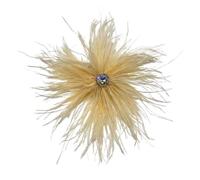 Spille con piume for donne Spille da bavero con strass Abiti da performance sul palco Accessori distintivi Gioielli(Beige)