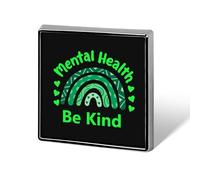 Spille con scritta "Io indosso il verde per il mese della consapevolezza mentale", spille quadrate, spille da bavero, bottoni smaltati, decorazioni per feste