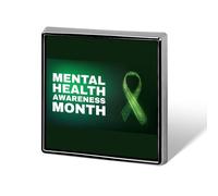 Spille con scritta "Io indosso il verde per il mese della consapevolezza mentale", spille quadrate, spille da bavero, bottoni smaltati, decorazioni per feste