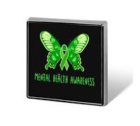 Spille con scritta "Io indosso il verde per il mese della consapevolezza mentale", spille quadrate, spille da bavero, bottoni smaltati, decorazioni per feste