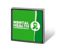 Spille con scritta "Io indosso il verde per il mese della consapevolezza mentale", spille quadrate, spille da bavero, bottoni smaltati, decorazioni per feste