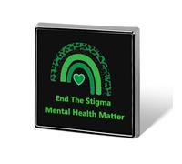 Spille con scritta "Io indosso il verde per il mese della consapevolezza mentale", spille quadrate, spille da bavero, bottoni smaltati, decorazioni per feste