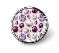 Spille con stampa cipolla bianca e viola per zaino - Spille smaltate carine per giacca, cappotto, cappello, borse, spilla a bottone divertente, novità unica, gioielli alla moda per uomo e donna, acces