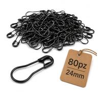 Spille da Balia in Blister - Scegli tra le Dimensioni 28mm/24mm/50mm o la versione a Pera, Spilli da Balia per Cucito, Sartoria, Ufficio, Abiti e Fai da Te (PERA NERE 80PZ 24MM)