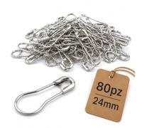 Spille da Balia in Blister - Scegli tra le Dimensioni 28mm/24mm/50mm o la versione a Pera, Spilli da Balia per Cucito, Sartoria, Ufficio, Abiti e Fai da Te (PERA ARGENTO 80PX 24MM)