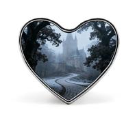 Spille da bavero a forma di cuore con sentiero nel bosco e per uomo e donna, in lega di alluminio, con smalto a forma di cuore. Spille in metallo per cappelli, giacche, zaini e abiti. Spille alla mod