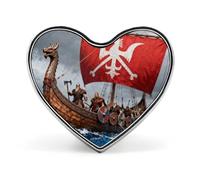 Spille da bavero a forma di cuore con tema "Navi da guerra in mare", spilla smaltata a forma di cuore per uomo/donna, fermacr