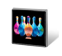 Spille da bavero in metallo con distintivi quadrati colorati per birilli da bowling, per la decorazione di indumenti